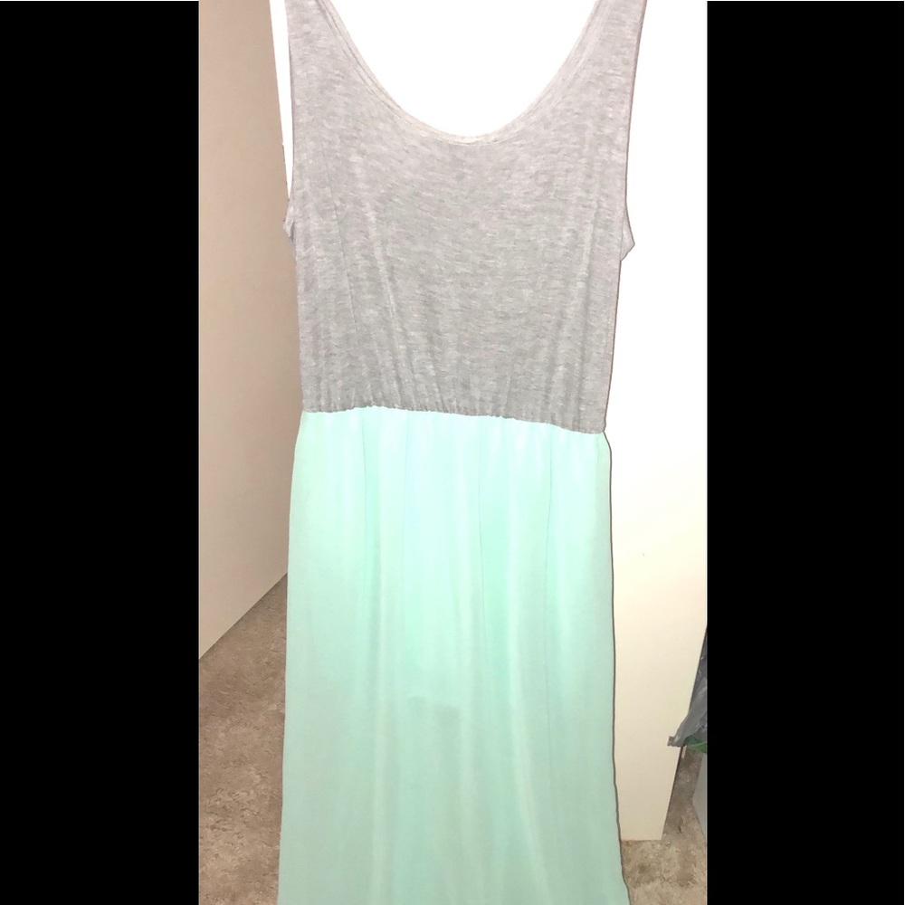 Grey tank/mint maxi dress!